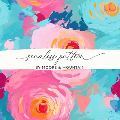 Seamless Impressionistic Floral Abstract Colorful and Bright Pink