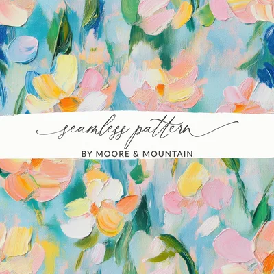 Seamless Impressionistic Floral Acrylic Fine Art Digital