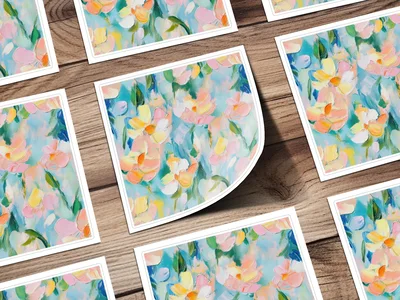Seamless Impressionistic Floral Acrylic Fine Art Digital