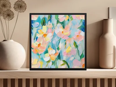 Seamless Impressionistic Floral Acrylic Fine Art Digital