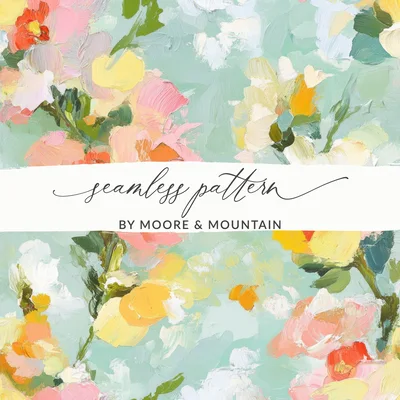 Seamless Impressionistic Floral Art Print Soft Hues Digital