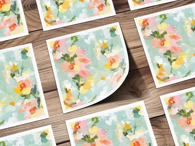 Seamless Impressionistic Floral Art Print Soft Hues Digital