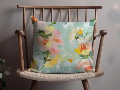 Seamless Impressionistic Floral Art Print Soft Hues Digital