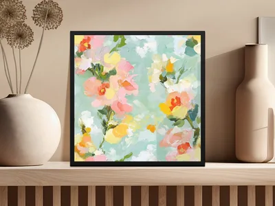 Seamless Impressionistic Floral Art Print Soft Hues Digital