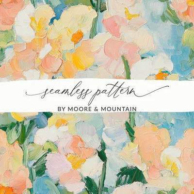 Seamless Impressionistic Floral Art Wall Decor Home Interior