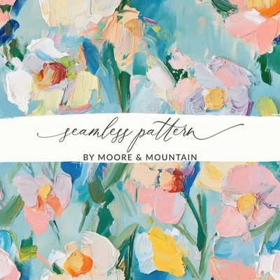 Seamless Impressionistic Floral Design Background Digital