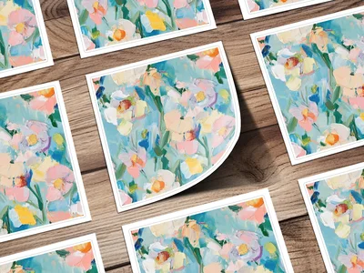 Seamless Impressionistic Floral Design Background Digital