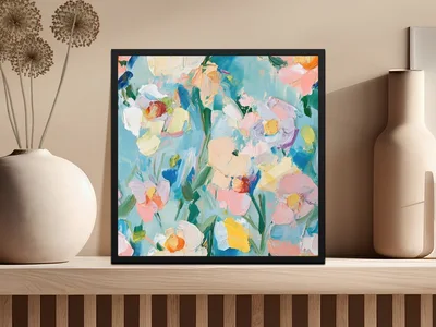 Seamless Impressionistic Floral Design Background Digital