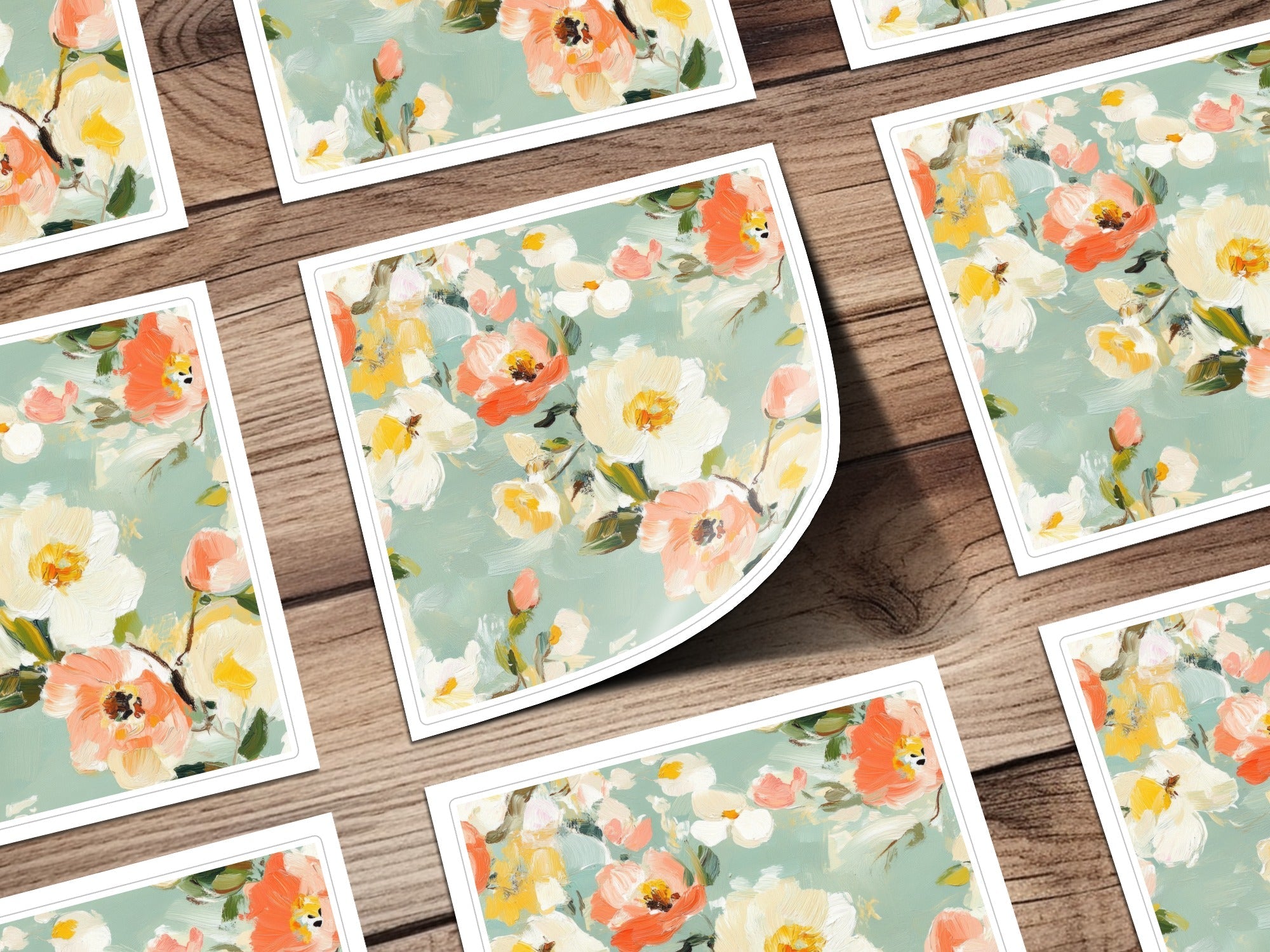 Seamless Impressionistic Floral Design Digital