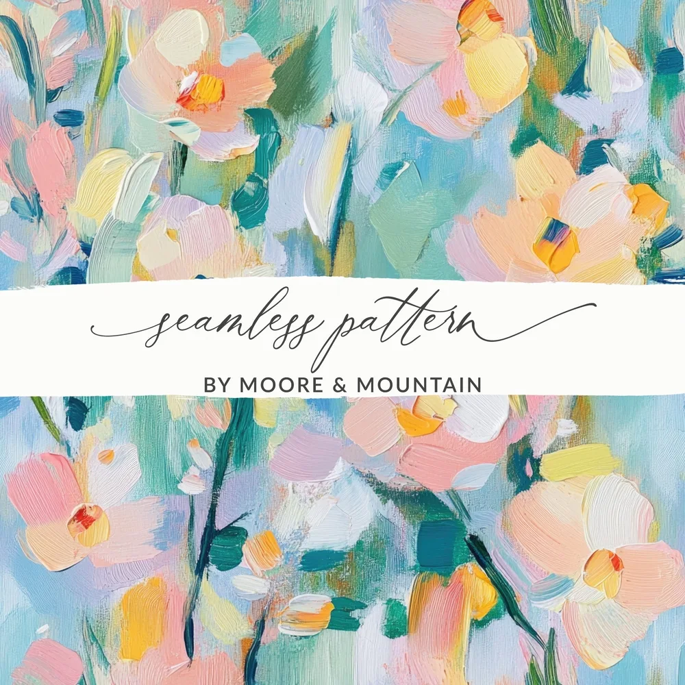 Seamless Impressionistic Floral Design Gentle Colors Digital