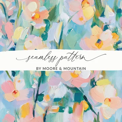 Seamless Impressionistic Floral Design Gentle Colors Digital