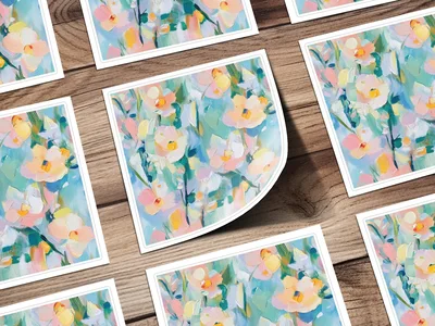 Seamless Impressionistic Floral Design Gentle Colors Digital