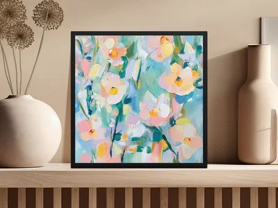 Seamless Impressionistic Floral Design Gentle Colors Digital