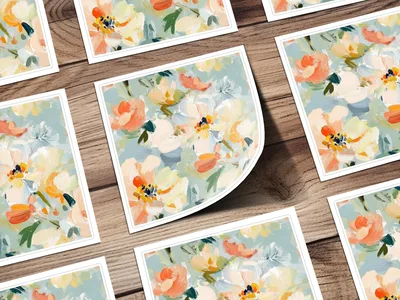 Seamless Impressionistic Floral Field Abstract painted Art