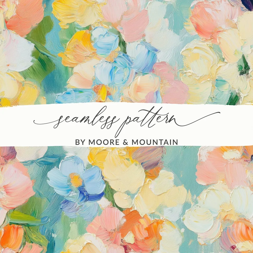Seamless Impressionistic Floral Pastel Tone Acrylic Fine Art