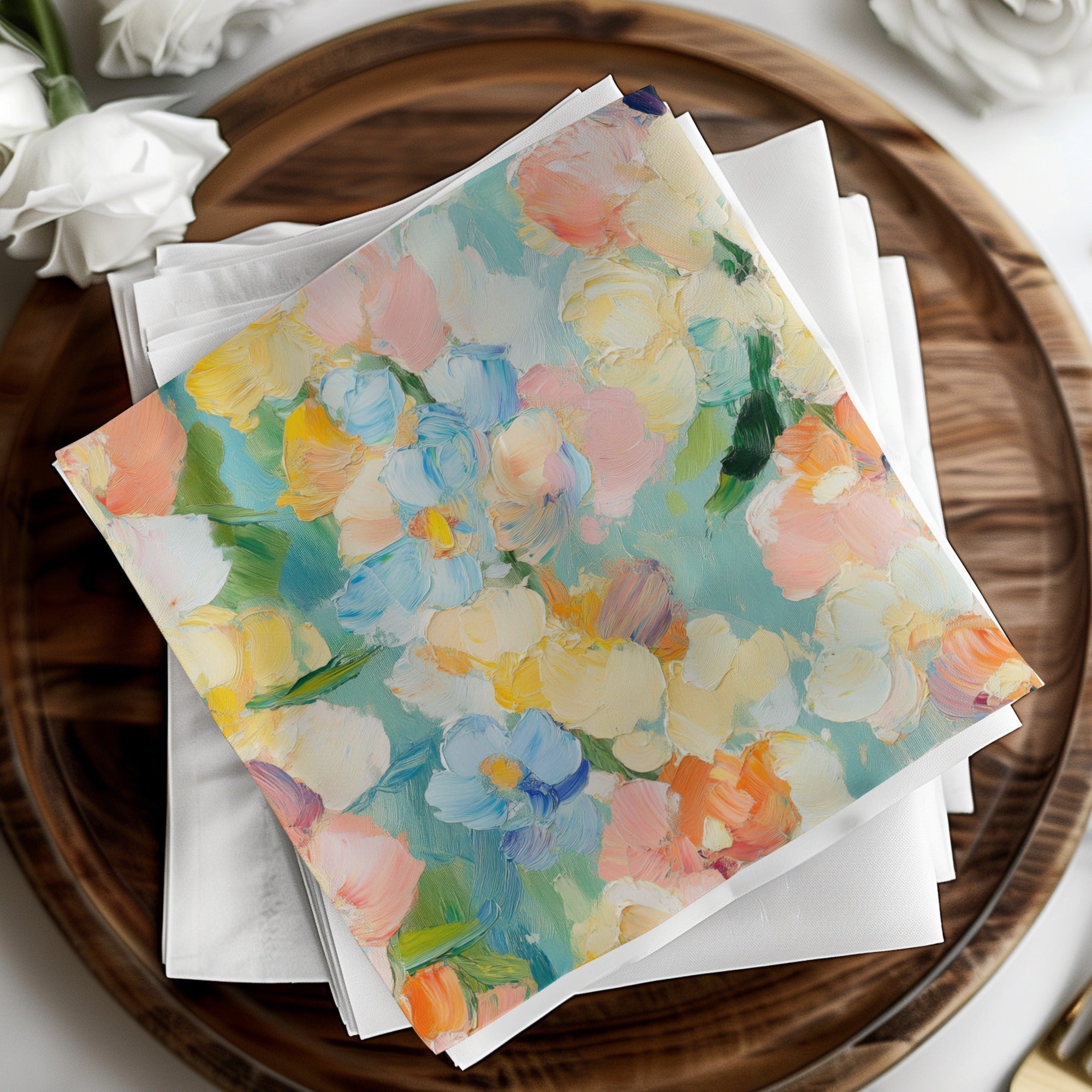 Seamless Impressionistic Floral Pastel Tone Acrylic Fine Art