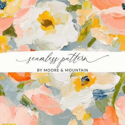 Seamless Impressionistic Painted Floral Pattern Design