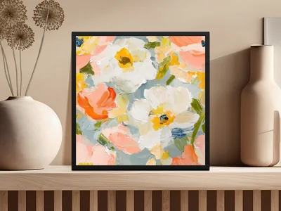 Seamless Impressionistic Painted Floral Pattern Design