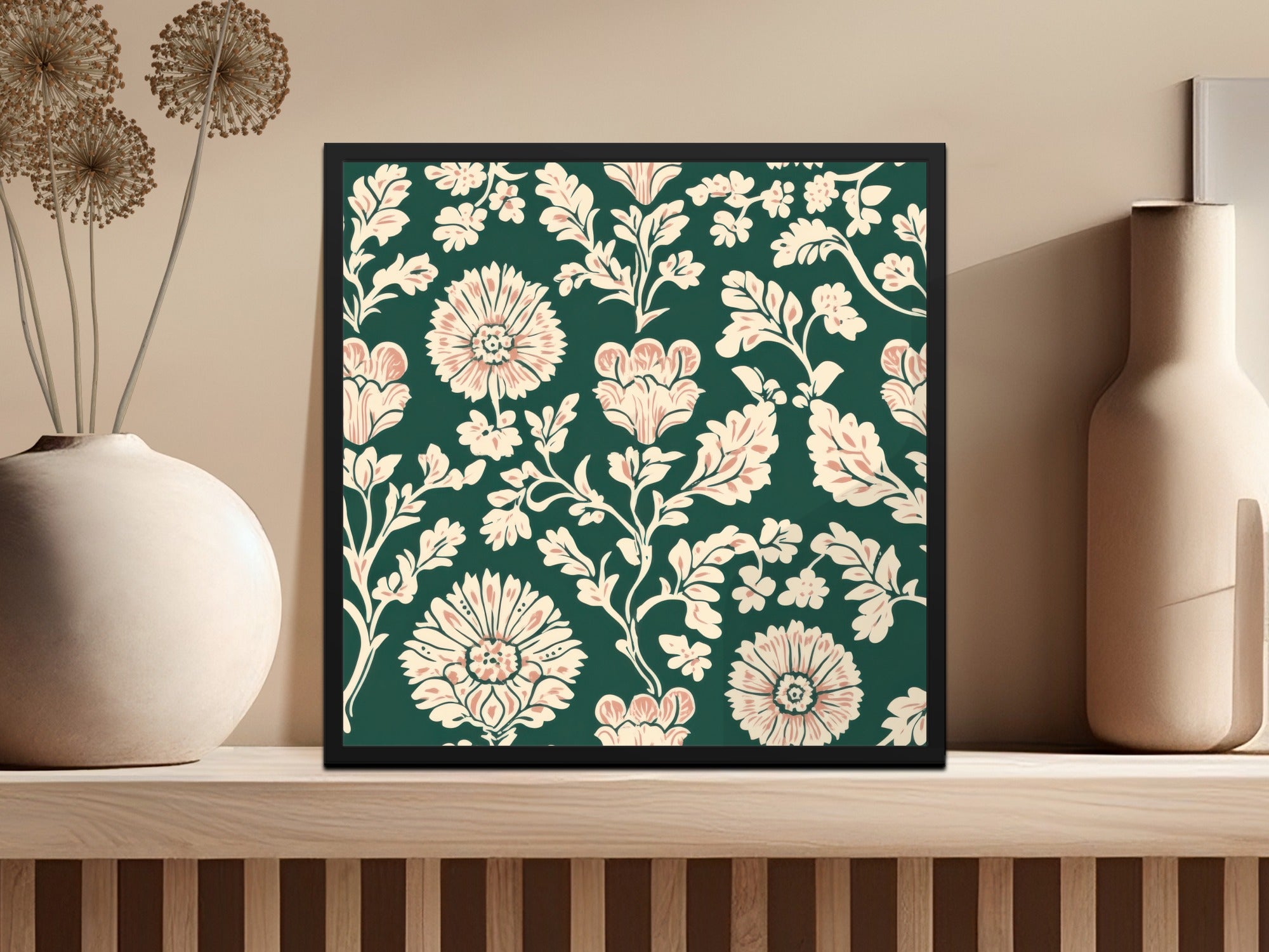 Seamless Indian Pattern on a Deep Green Background Seamless Chintz Green