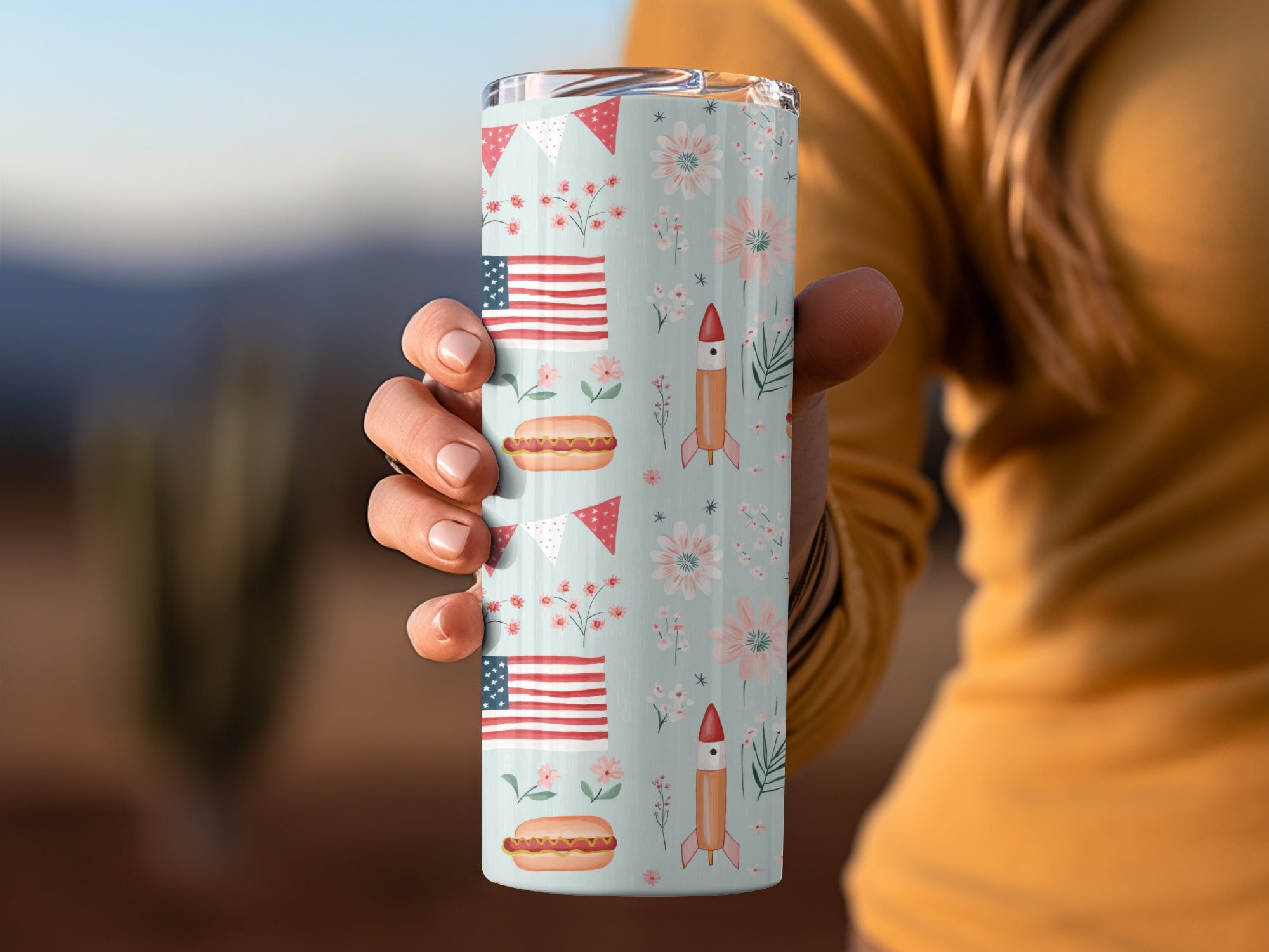 Seamless July 4th Pattern, Digital Patriotic Design, American Flag, Rocket, Hotdog and Burger Print, Festive Background, 4th of July