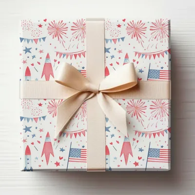 Seamless July 4th Pattern Digital, Red White Blue Patriotic Design, Fireworks, Rocket, Flag, Independence Day, Festive Repeat Pattern