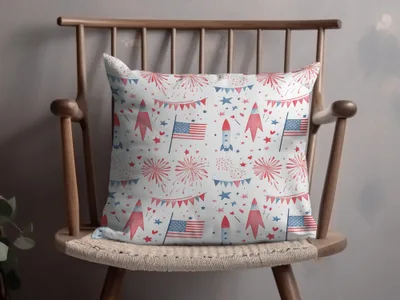 Seamless July 4th Pattern Digital, Red White Blue Patriotic Design, Fireworks, Rocket, Flag, Independence Day, Festive Repeat Pattern