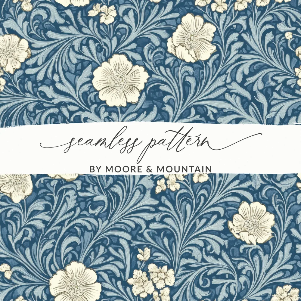 Seamless Larkspur William Morris Vines Background Dark For Commercial Use
