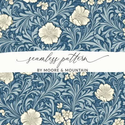 Seamless Larkspur William Morris Vines Background Dark For Commercial Use