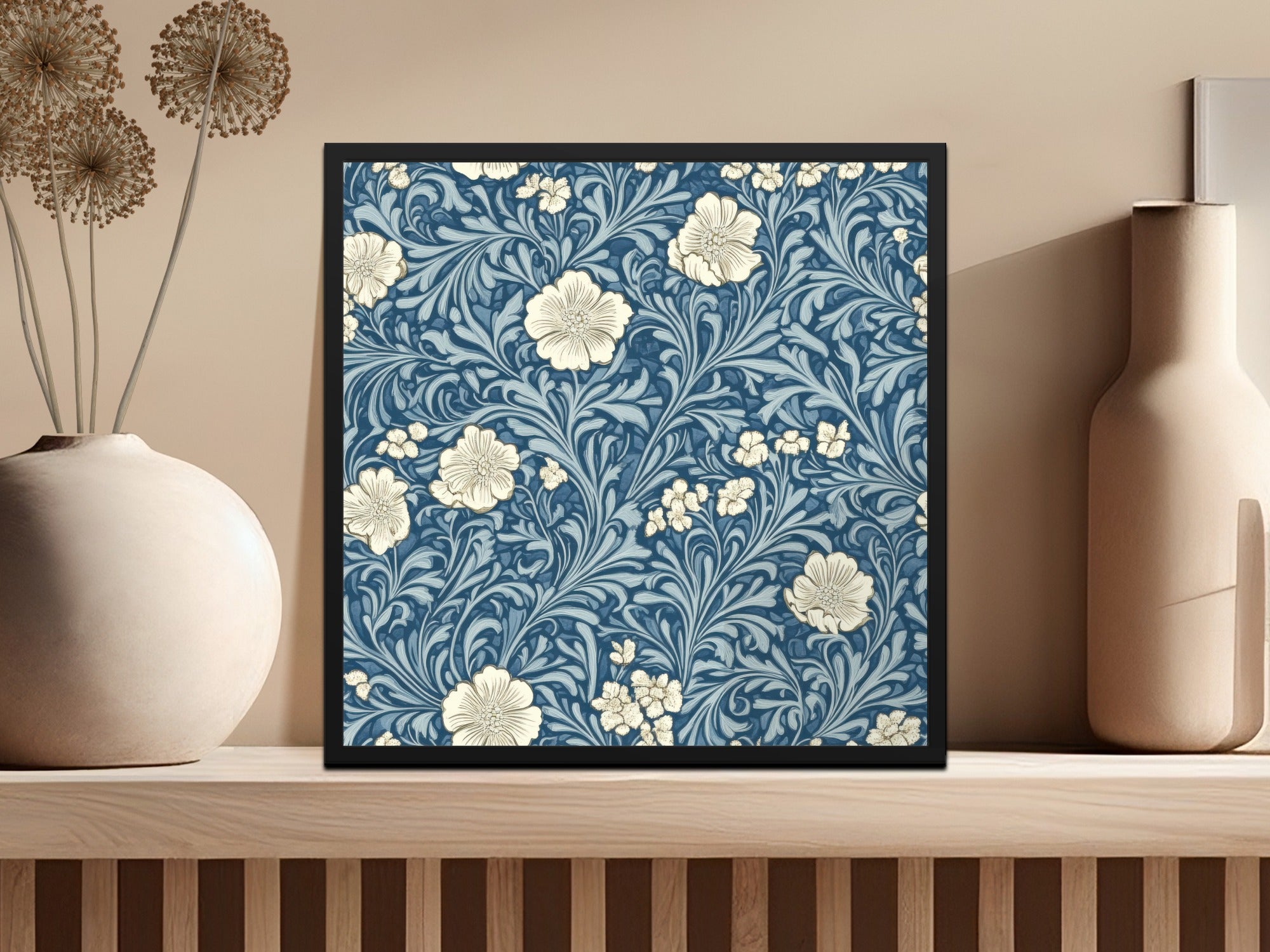 Seamless Larkspur William Morris Vines Background Dark For Commercial Use