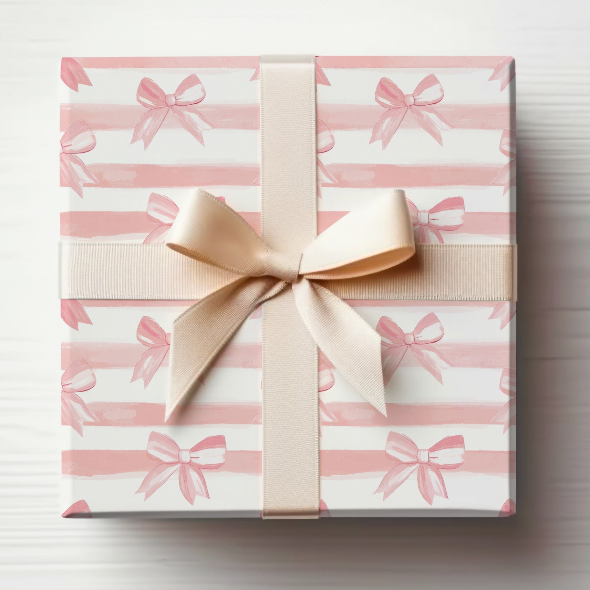 Seamless Light Pink Bows On Stripes Granny Core Digital
