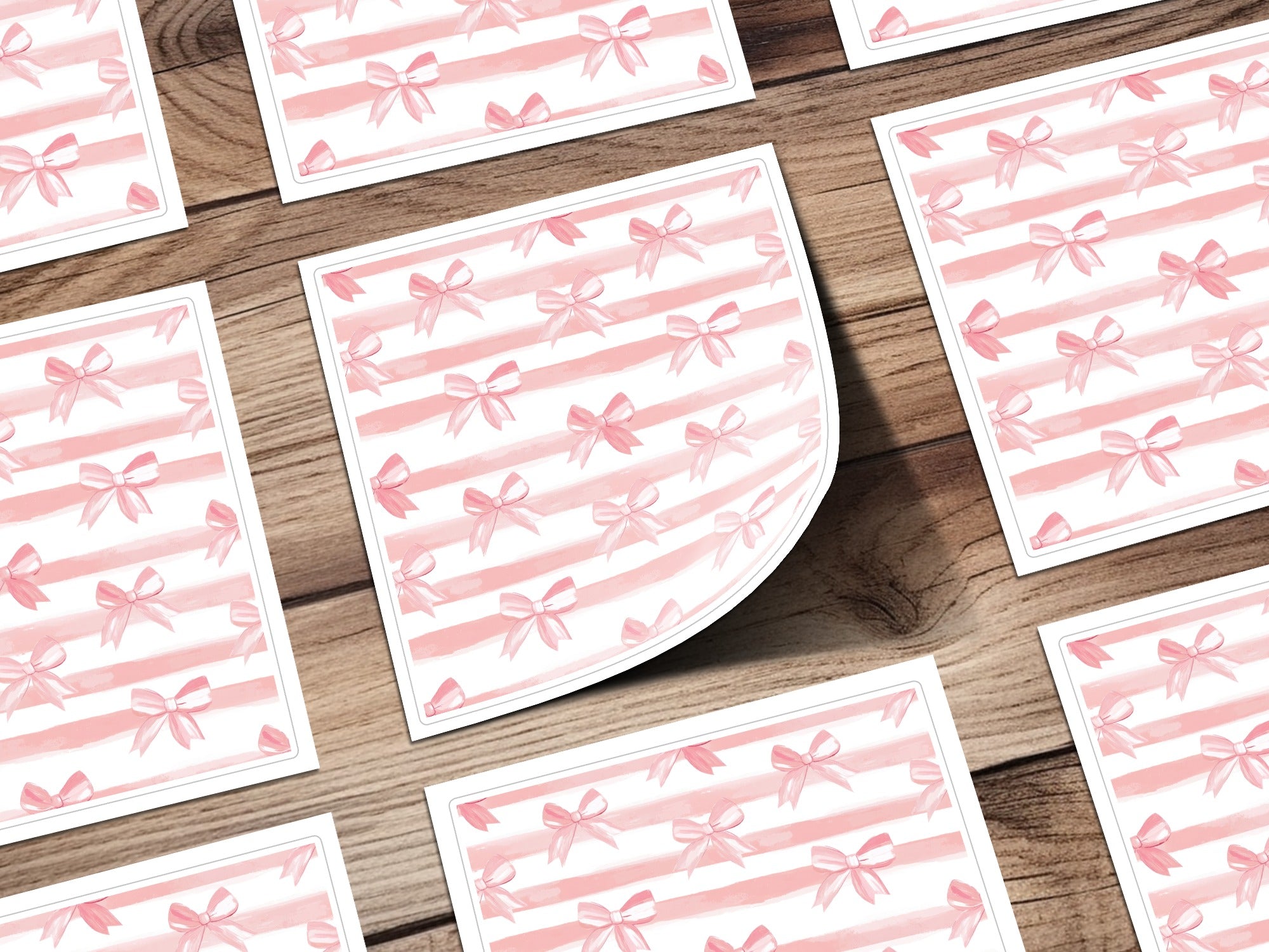 Seamless Light Pink Bows On Stripes Granny Core Digital