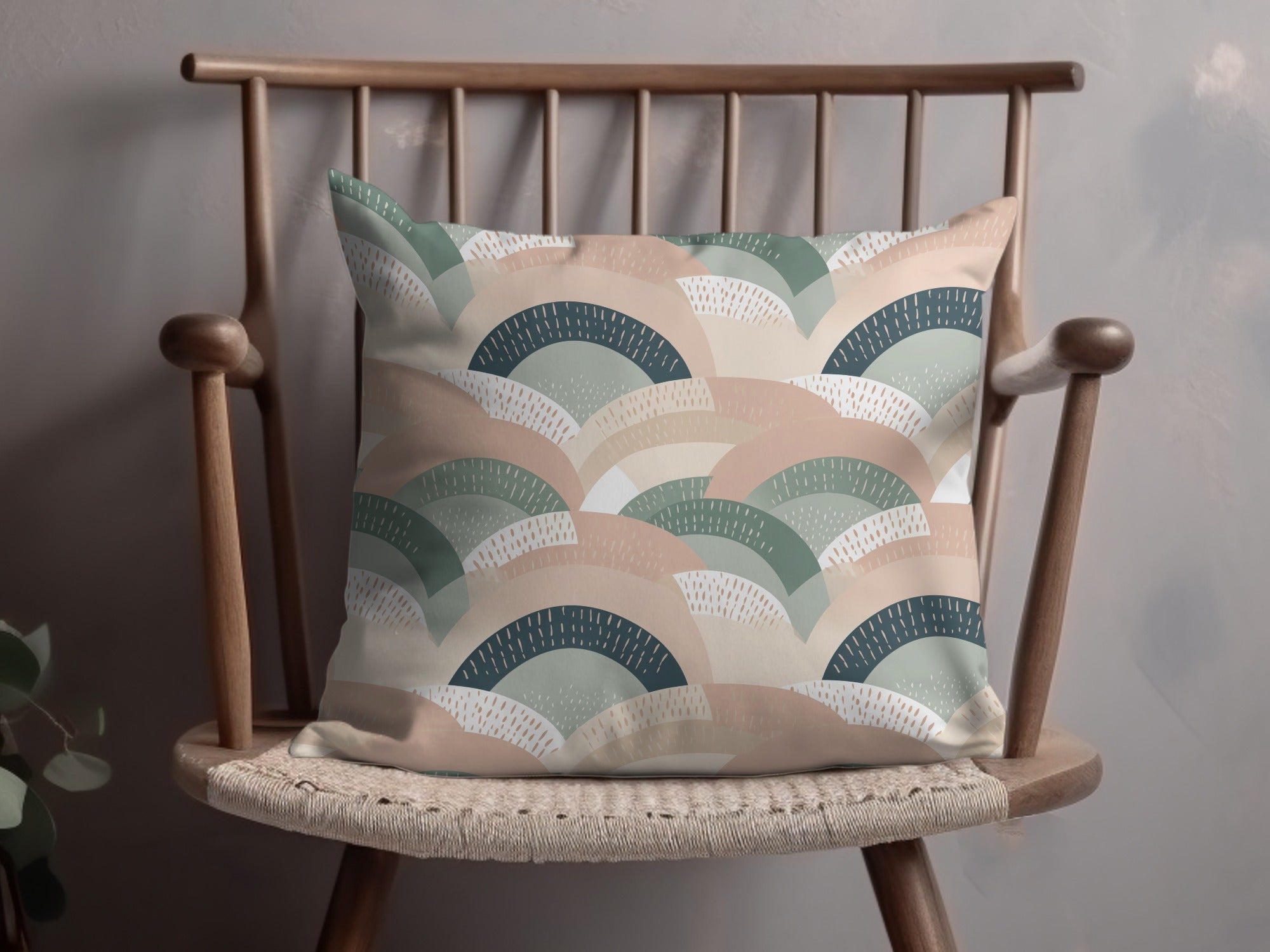 Seamless Modern Boho Background in Blush Sage Green Digital