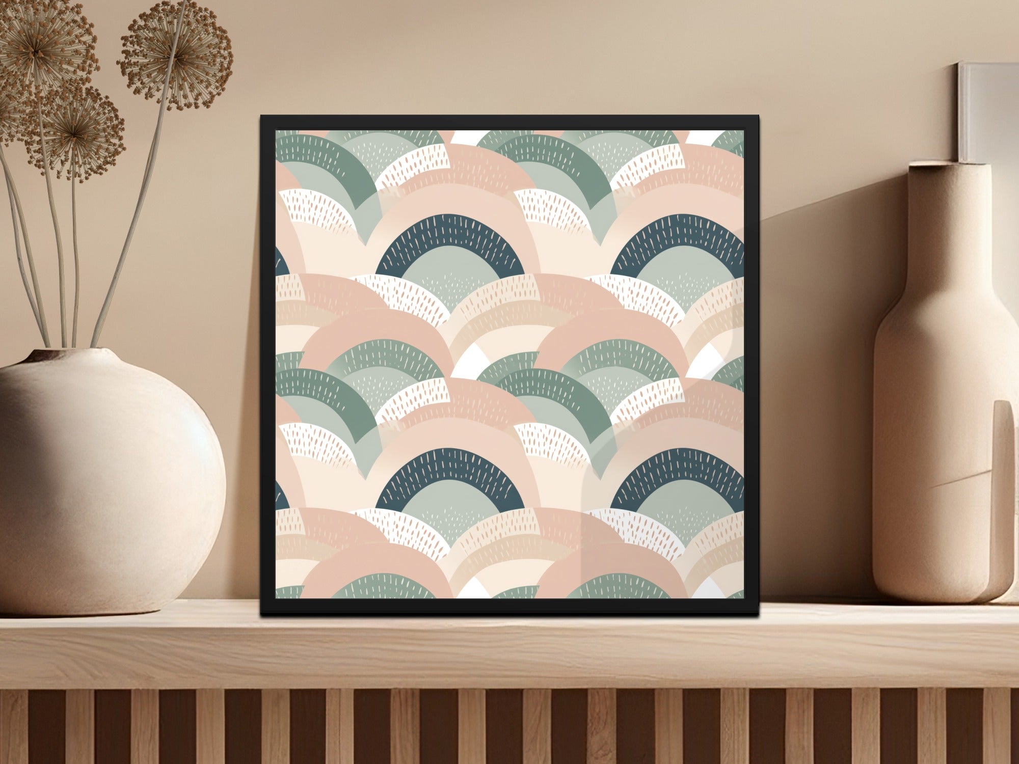 Seamless Modern Boho Background in Blush Sage Green Digital