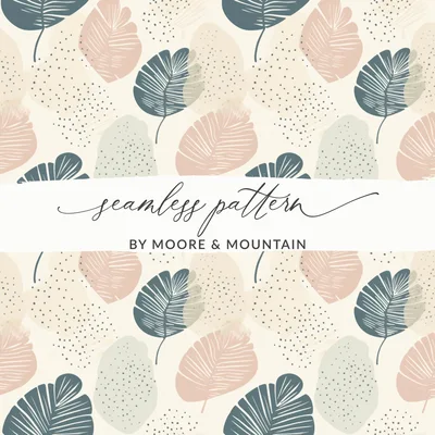 Seamless Modern Boho Background Pastel Leaves Pattern Digital