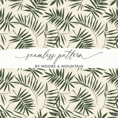 Seamless Modern Boho Background Sage Green Leaves Digital