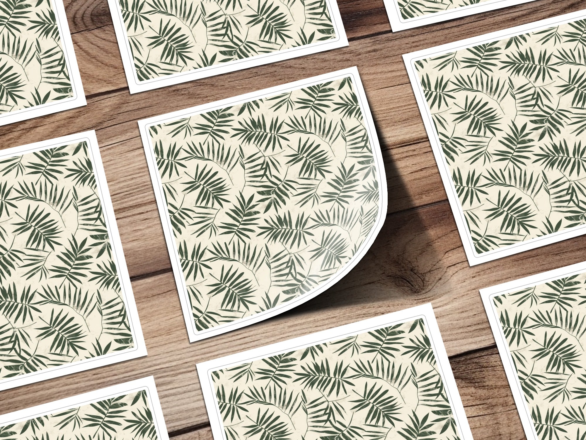 Seamless Modern Boho Background Sage Green Leaves Digital
