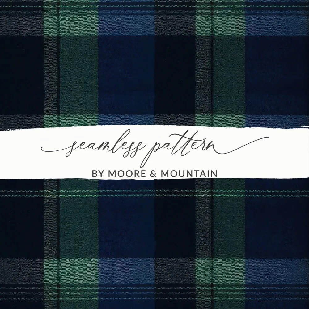 Seamless Navy Blue Tartan Digital