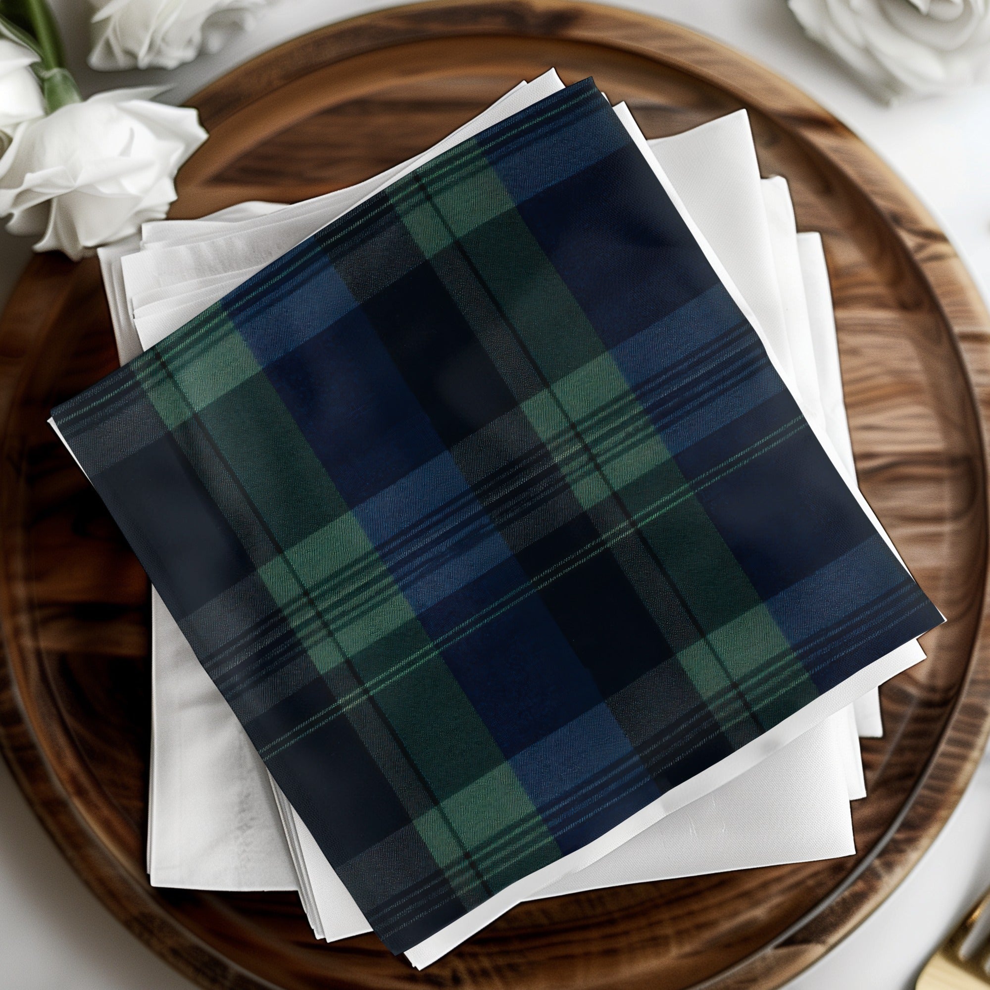 Seamless Navy Blue Tartan Digital
