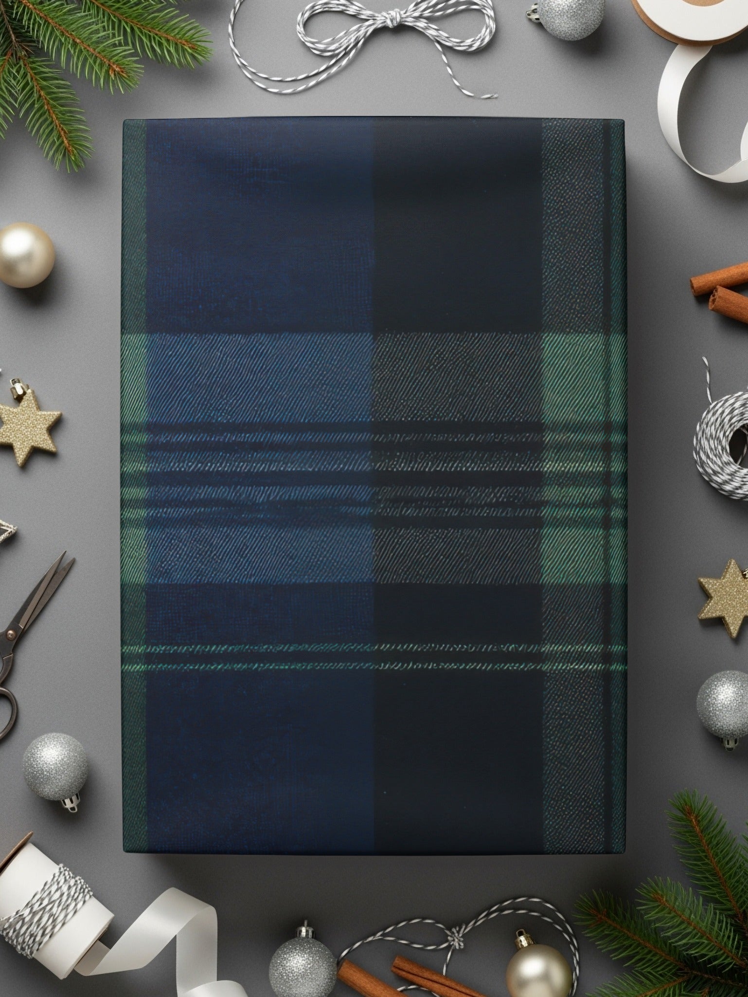 Seamless Navy Blue Tartan Digital