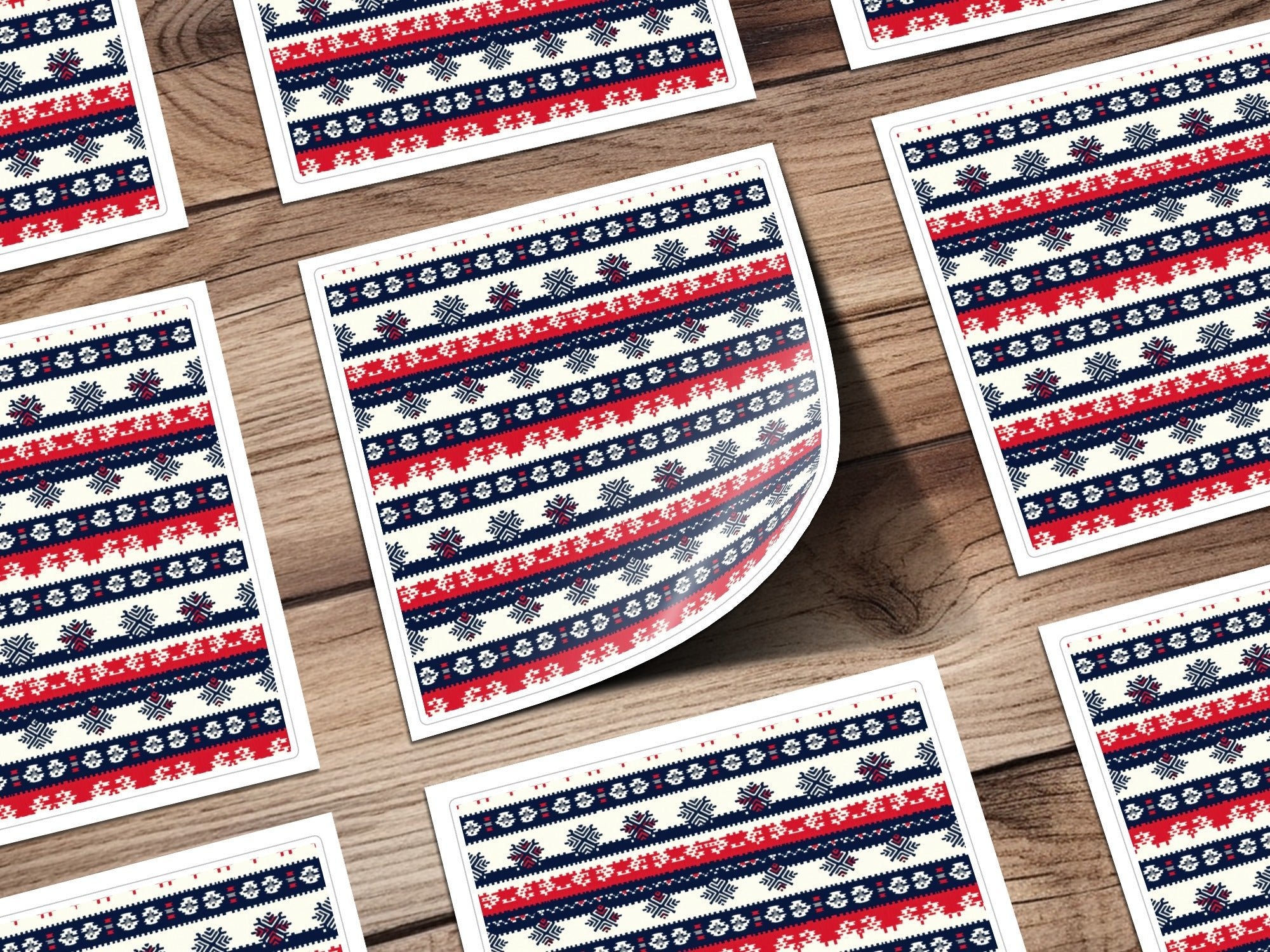Seamless Nordic Pattern Digital Paper, Scandinavian Design Print, Red Blue Digital Pattern, Holiday Texture, Festive Digital Texture