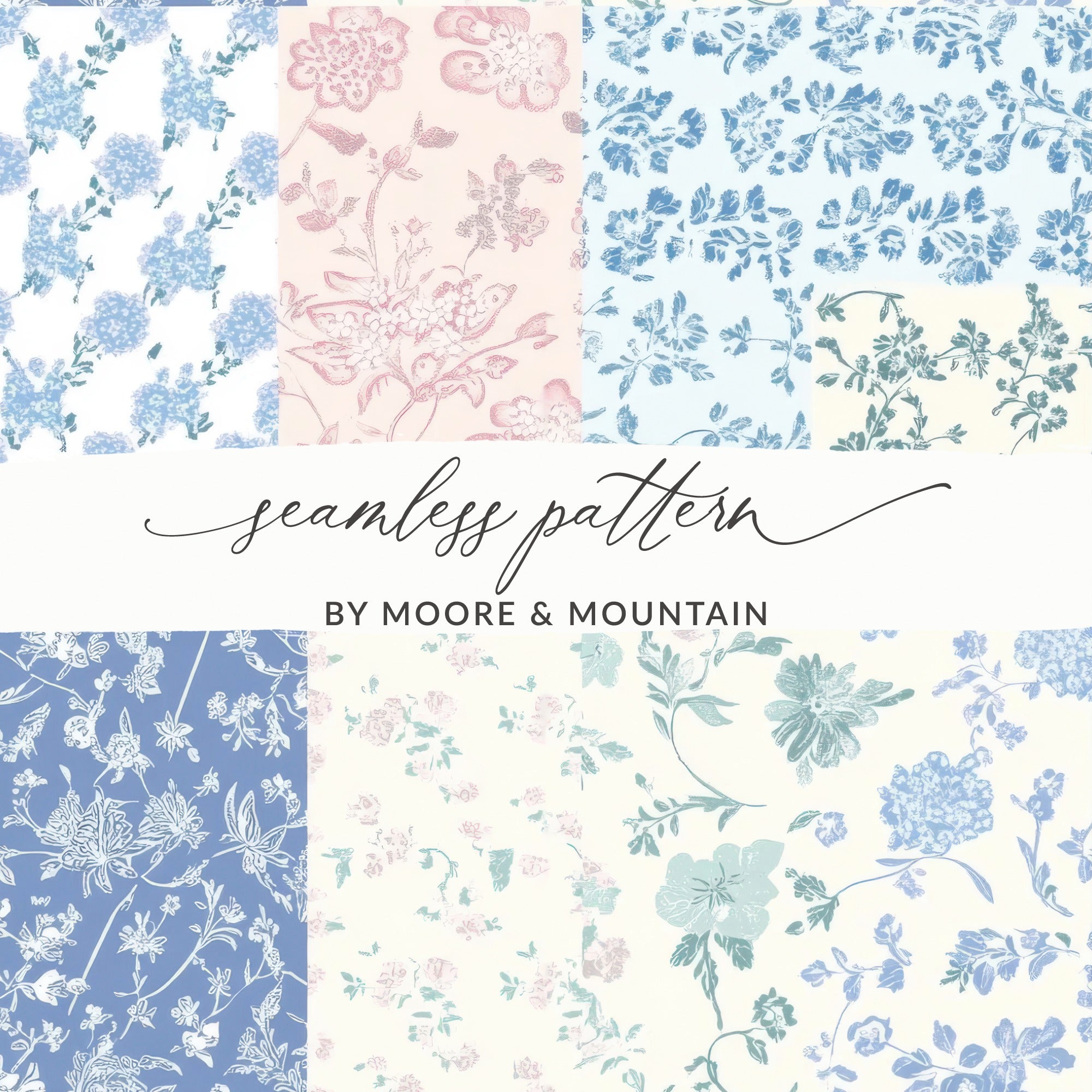 Patchwork Floral Seamless Digital Pattern, Boho Digital Background Floral Pattern, Seamless Cute Patched Background