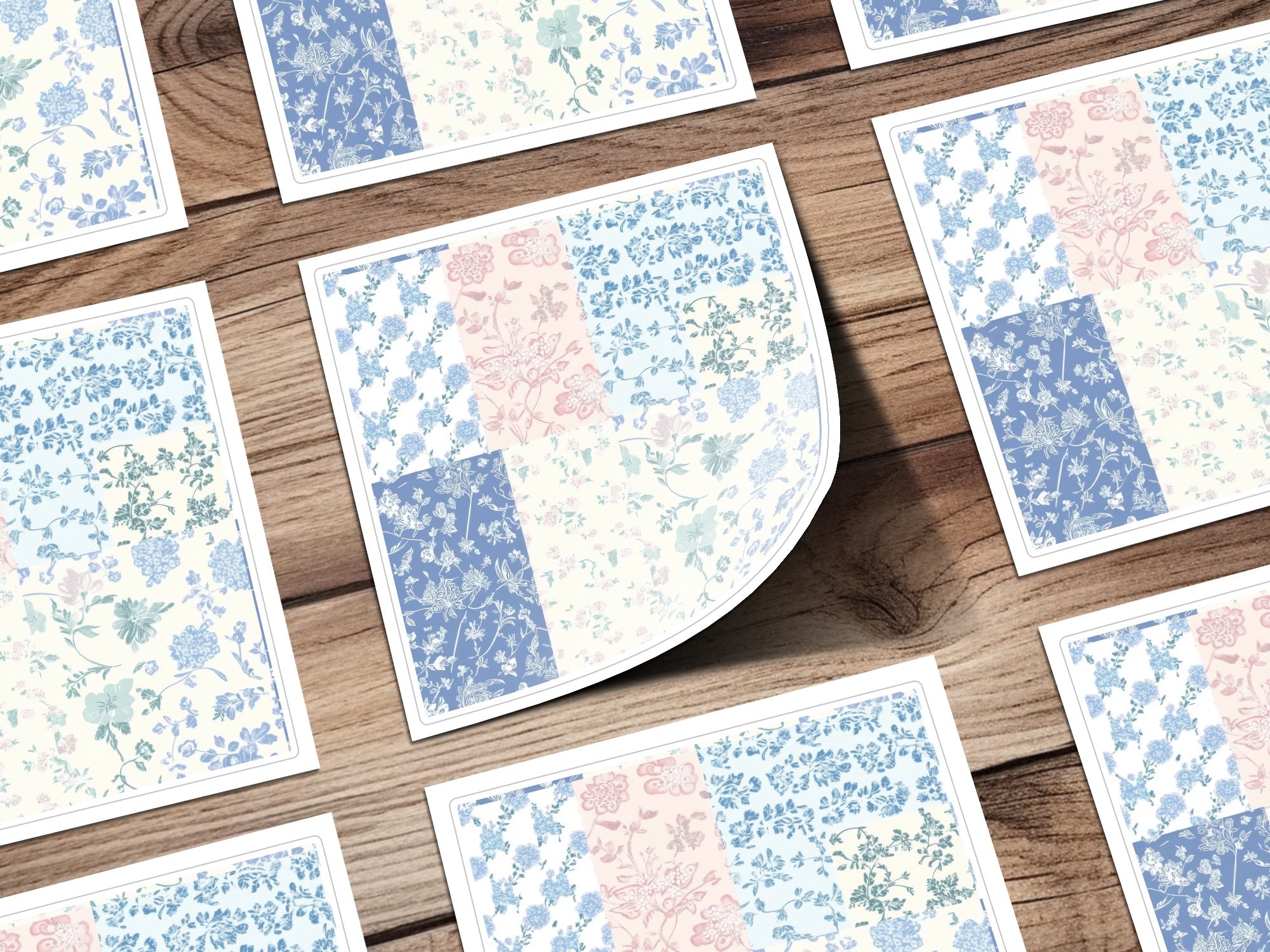 Patchwork Floral Seamless Digital Pattern, Boho Digital Background Floral Pattern, Seamless Cute Patched Background