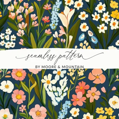 Seamless Patchwork Background, Floral Digital Paper, Flower Pattern, Colorful Spring Flowers, Background Design, Scrapbook Paper, Digital Download