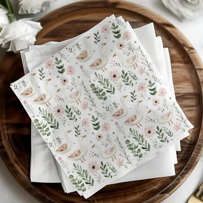 Seamless Pattern, Duck and Flower Digital Paper, Farmhouse Print, Rustic Fabric Design, Animal Print, Floral Pattern, Repeat Pattern