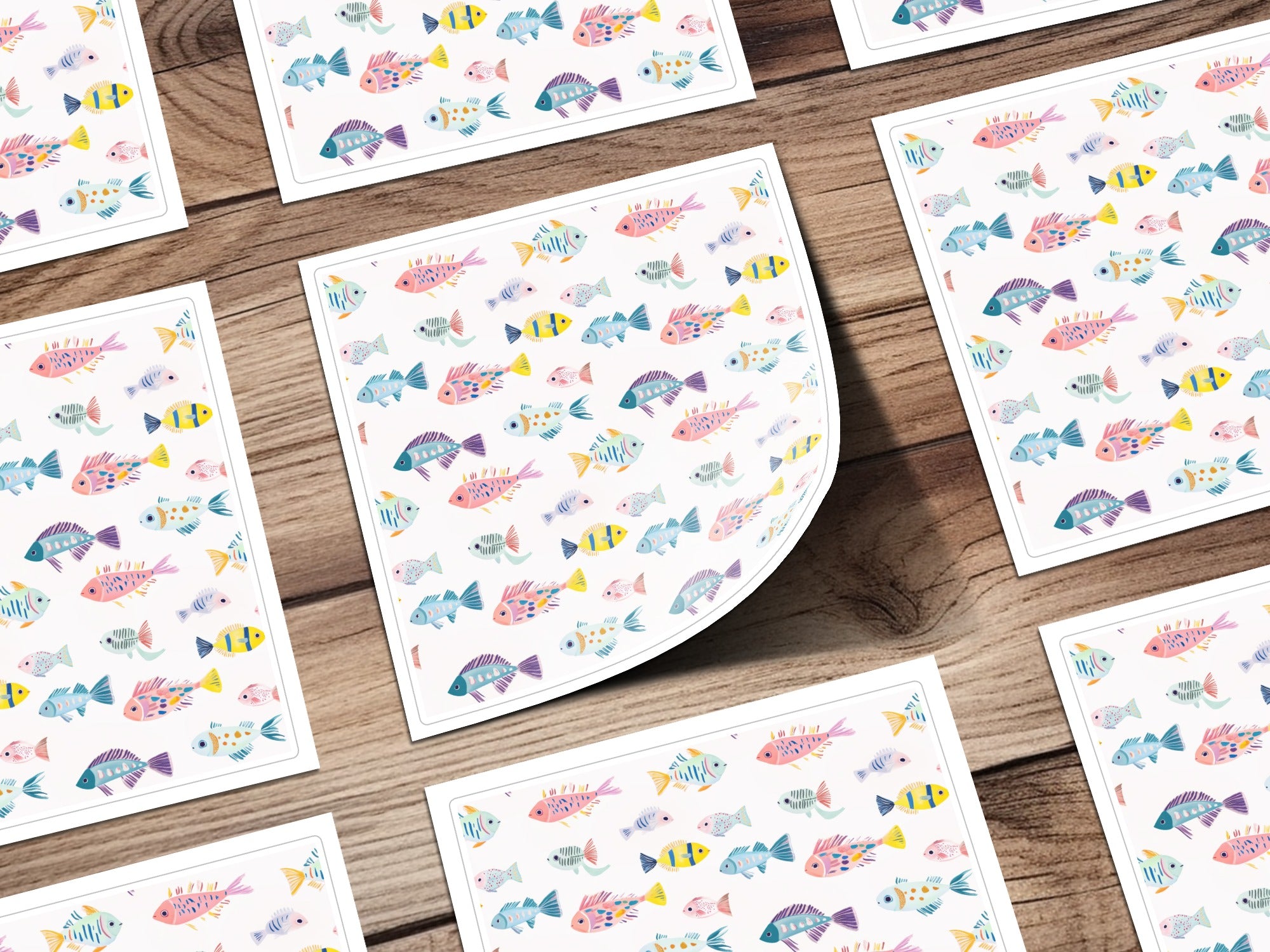 Seamless Pattern, Fish Digital Paper, Cute Fish Pattern, Ocean Animals Design, Scrapbook Paper, Fabric Design, Sublimation Design