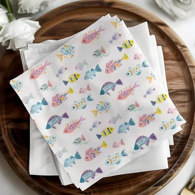 Seamless Pattern, Fish Digital Paper, Cute Fish Pattern, Ocean Animals Design, Scrapbook Paper, Fabric Design, Sublimation Design