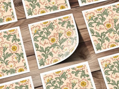 Seamless Pattern Kalamkari Flowers Leaves Repeating Design