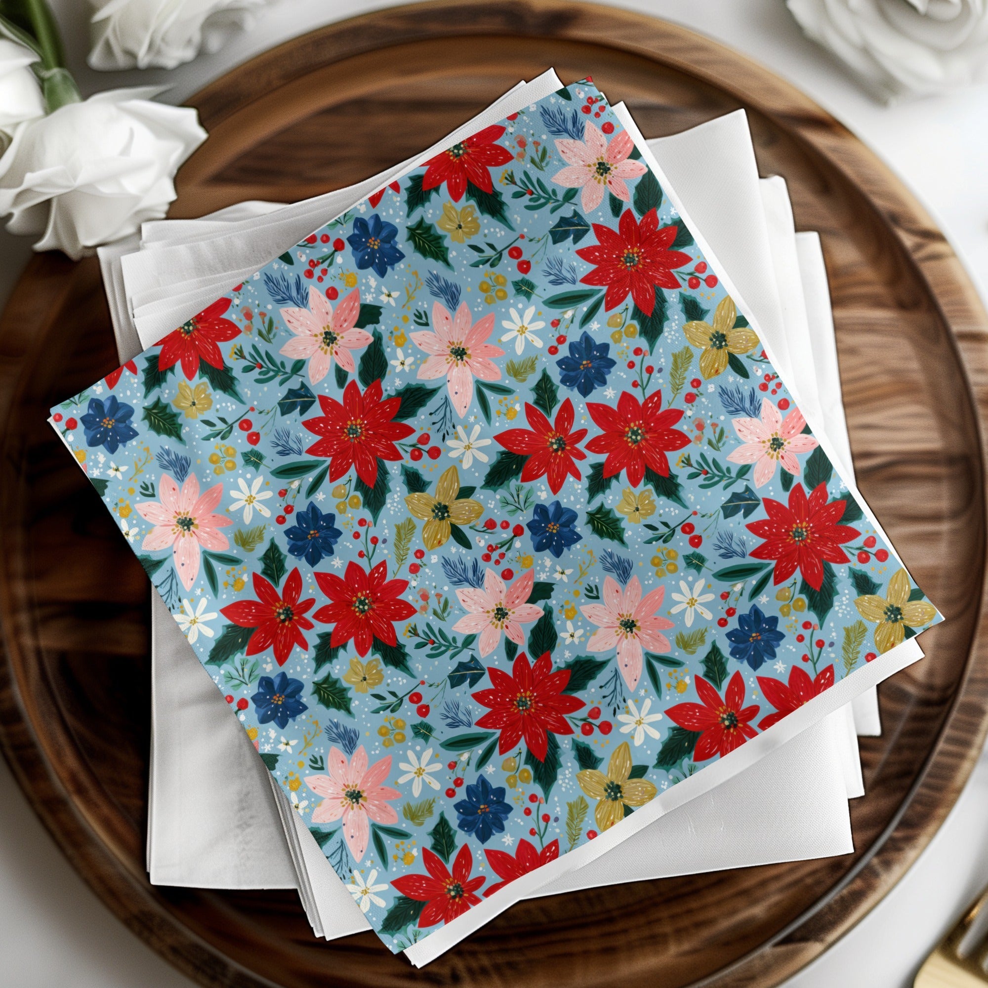 Seamless Poinsettia Pattern Preppy Christmas Background
