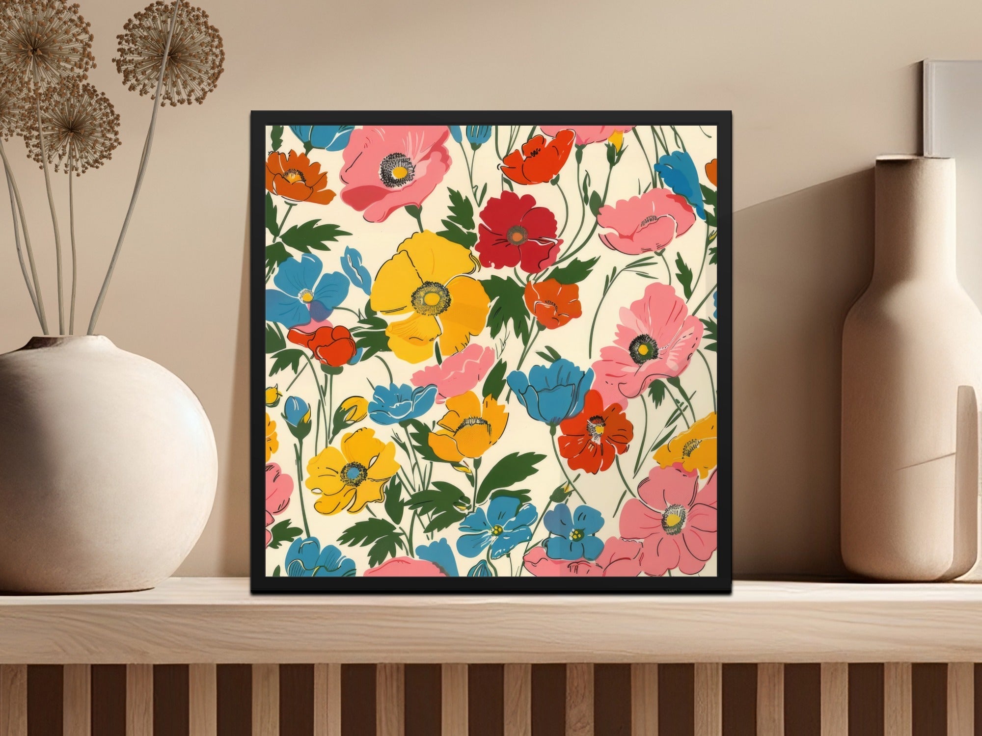 Modern Seamless Poppy Flower Digital Pattern