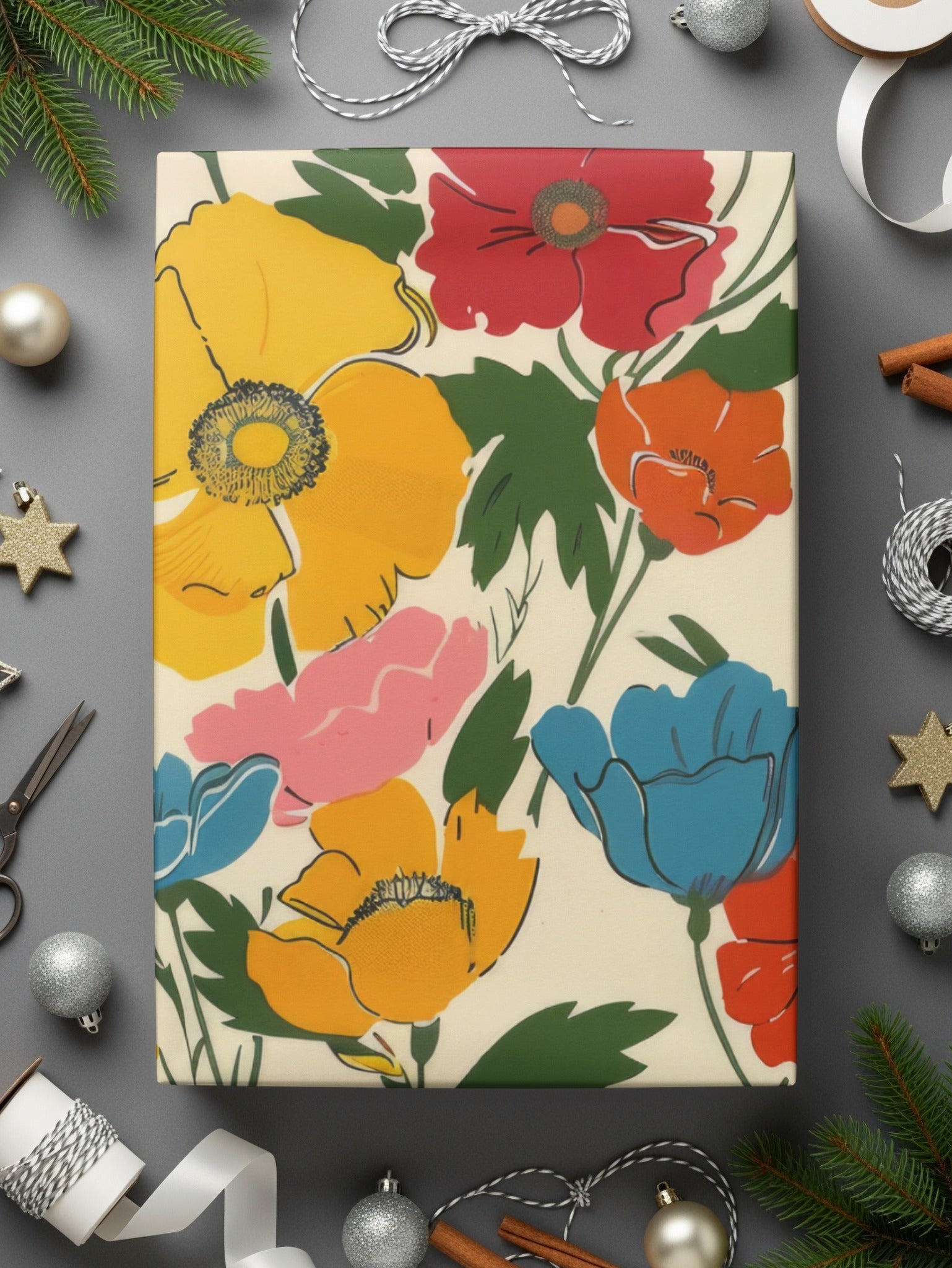 Modern Seamless Poppy Flower Digital Pattern